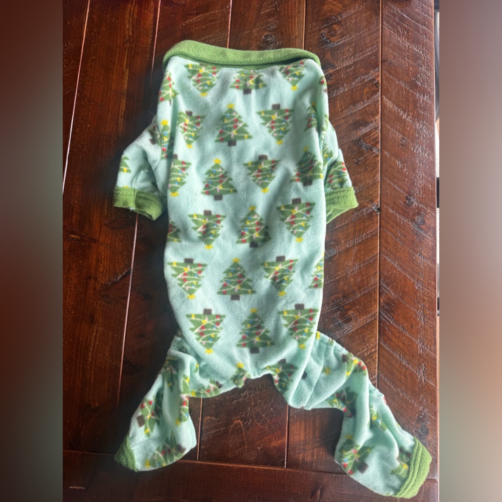 Dog Holiday Tree Print Fleece Pajamas